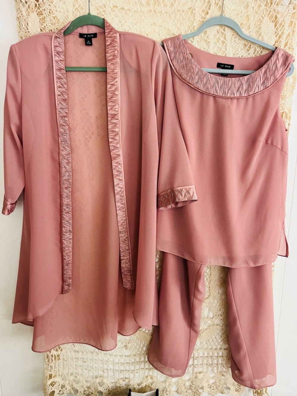 Mauve Pink 3-Piece Formal Set with Satin Trim